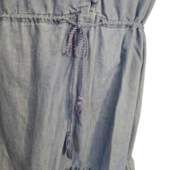 C&C California Denim Chambray V Neck Button Front Tie Waist Dress Size Small‎ - Picture 3 of 12